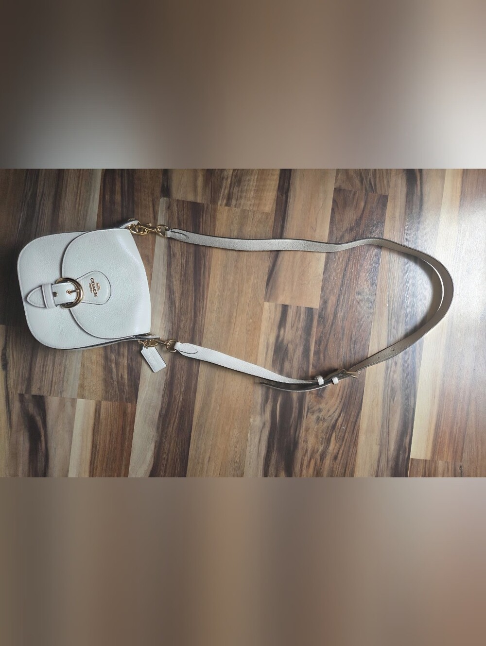Coach Pebbled Leather Crossbody Bag light cream color - Picture 4 of 5